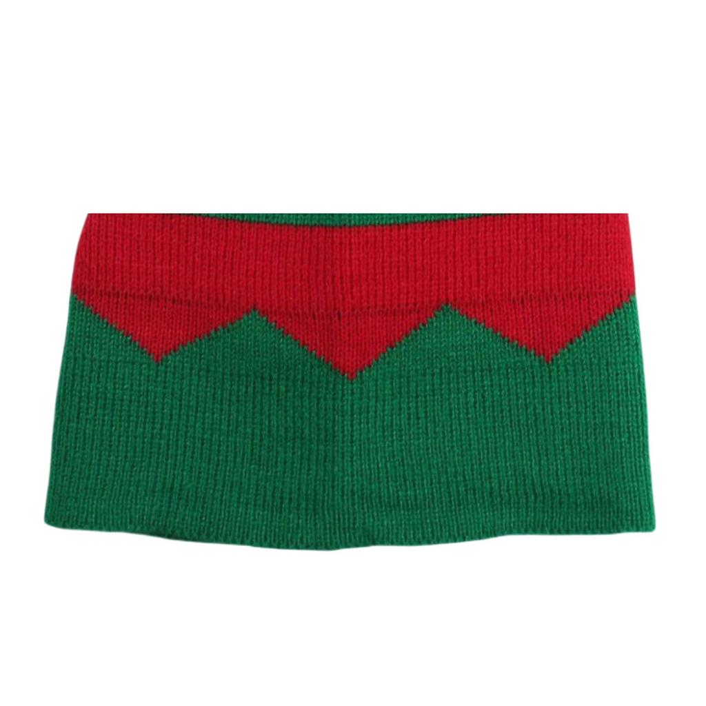 Knitted Christmas Hat For Adults Unisex Cute Green Red Striped Xmas Hat For New Year Festive Party