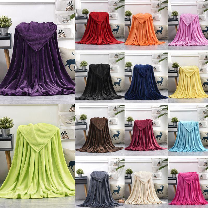Sumptuous 22 Solid Colors Flannel Plush Fleece Blanket Perfect For Sofa Relaxation