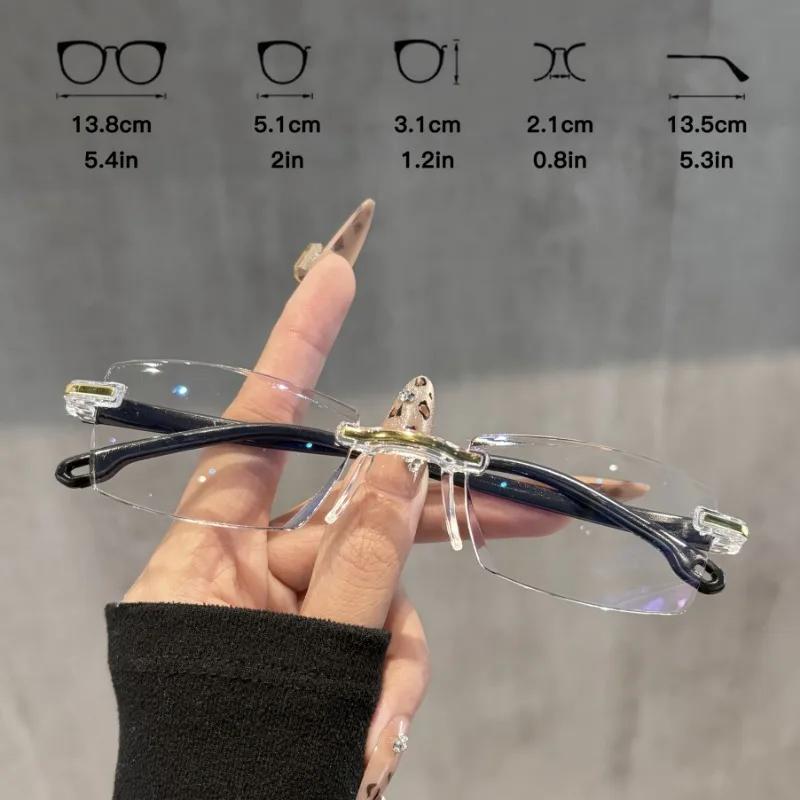 12pcs Women's Elegant Frameless Reading Glasses with Fully Transparent Lenses and Gold-plated Decorative Double Panel Unisex
