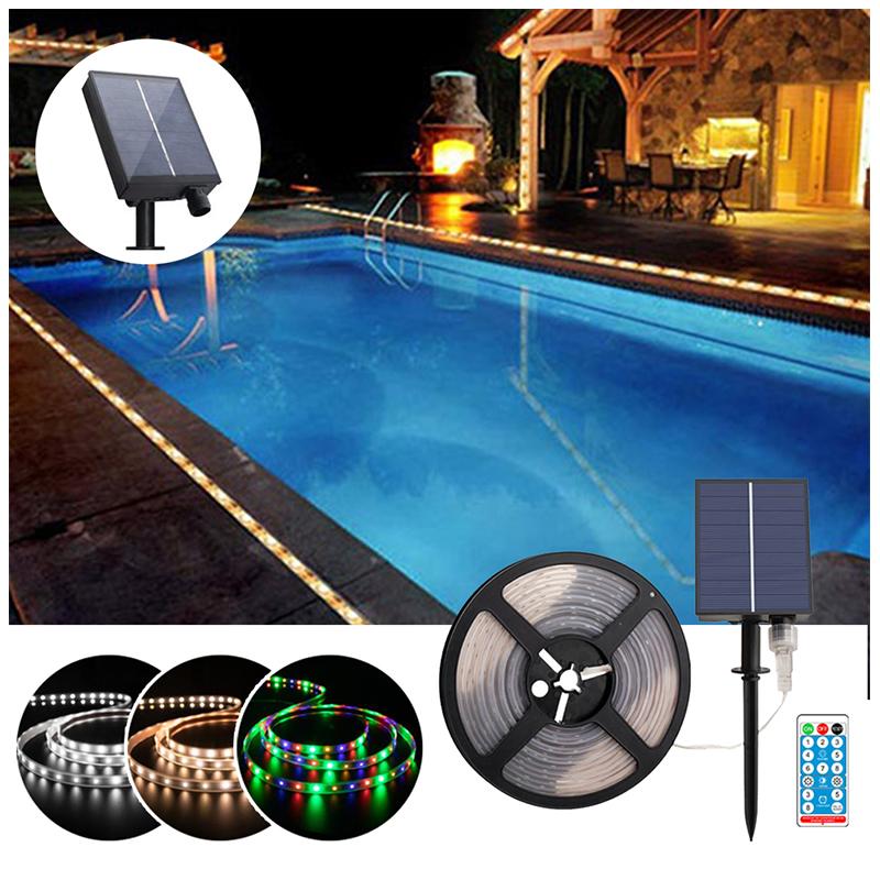 Outdoor Solarbetriebenes RGB Farbwechsel LED-Streifen mit 8 Beleuchtungsmodi Wasserdichte Dekorative Seilleuchten für Garten Bäume Pool