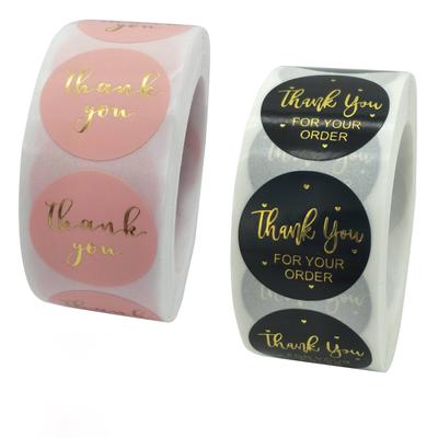 500 Stück rosa schwarze Papieretikettenaufkleber Folie Danke Hochzeitsaufkleber Scrapbooking 1 Zoll Umschlagsiegel handgemachte Briefpapieraufkleber