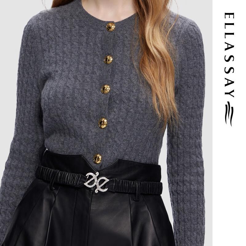 ELLASSAY Women's Round Neck Knit Cardigan