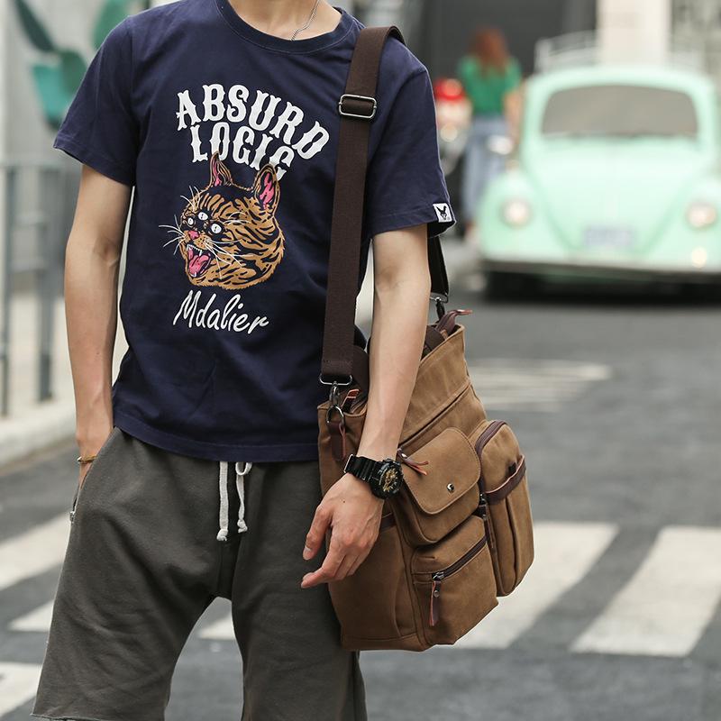 Men's Canvas Shoulder Bag Crossbody Bag Men's Computer Bag Men's Casual Bag
