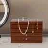 4-layer Large Wooden Jewelry Box W/ Mirror for Women, Jewelry Organizer Watches Necklace Ring Storage Box Great Gift