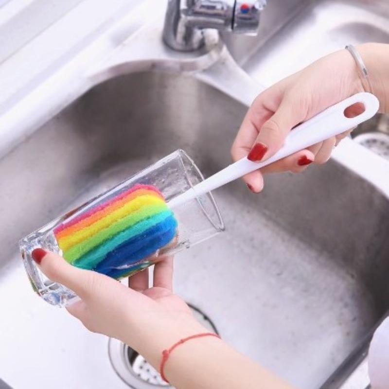 

Щетка для чашки Щетка для чистки Длинная ручка Разноцветная Щетка для мытья Посуды Щетка для чистки стеклянных бутылок и термокружек Щетка для детской бутылочки Seven-color cup brush