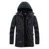 Autumn and Winter Thick Warm Hooded Cotton-Padded Jacket Men's Casual Business Coat Fleece Parkas