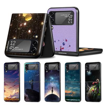 Pouzdro na mobil pro Samsung Galaxy Z Flip4 Flip3 5G Černé Coque Z Flip 3 Tvrdý PC Kryt Zflip3 Funda Malý princ Akvarelové umění