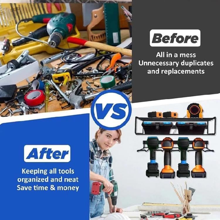 Power Tool Organizers Wall Mount Metal Shelf Holder Utility Storage Rack Drill Holder for Husband
