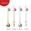 Cartoon Rabbit Christmas Dessert Spoon and Fork Set - Cute Party Favor Stirring Spoon