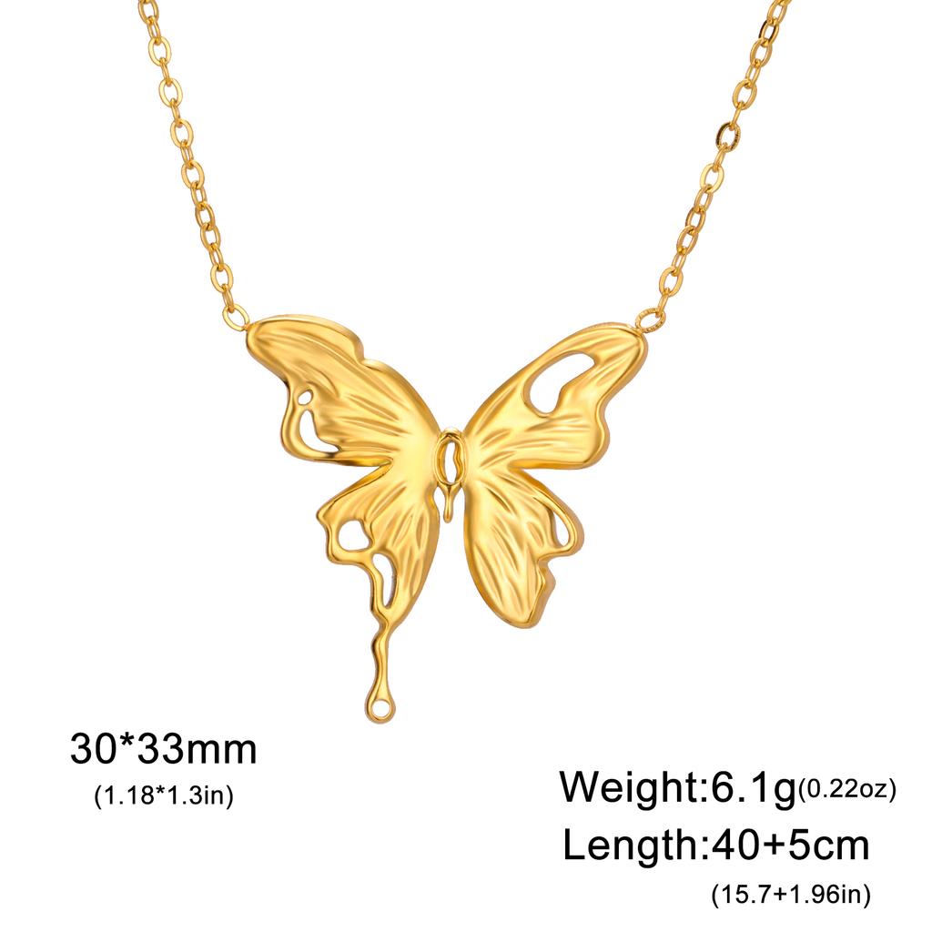 Teamer Delicate Sweet Butterfly Pendant Necklace for Women Girls Stainless Steel Fashion Choker Jewelry Valentine's Day Gift