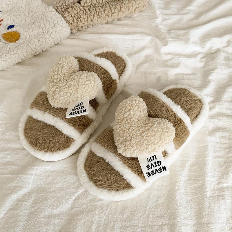 

2025 new autumn and winter fluffy shoes women wear flat-bottomed warm cotton shoes winter piled thickened plush cotton slippers women 41 хаки
