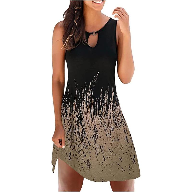 Plus Size Summer Women's Dress Mid Waist Temperament Commuter Flat Bottom Halter Printed Midi Dress Half Bodycon Dresses