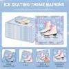 100 Pieces Roller Ice Skating Party Plates Napkins Skating Tableware Set Winter Party Skate Dinnerware Disposable Paper Dessert Plates Napkins for