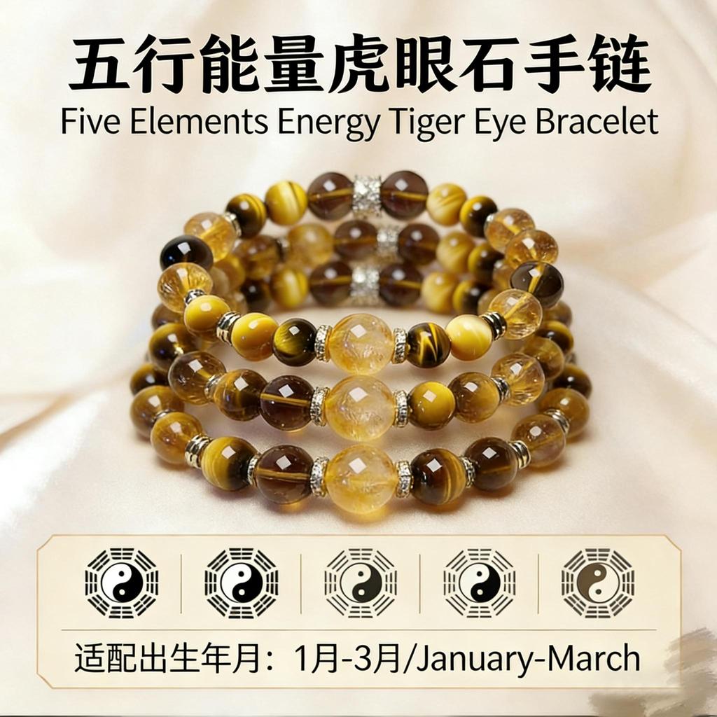 Yellow Tiger's Eye Tower-Shaped Bracelet – Wealth & Career Success-Traditional Chinese Culture Jewelry