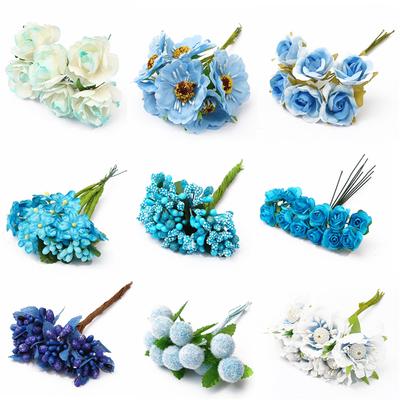 Blue Series Artificial Flower Cherry Stamens Berries Bundle DIY Cake Christmas Wedding Gift Box Wrea