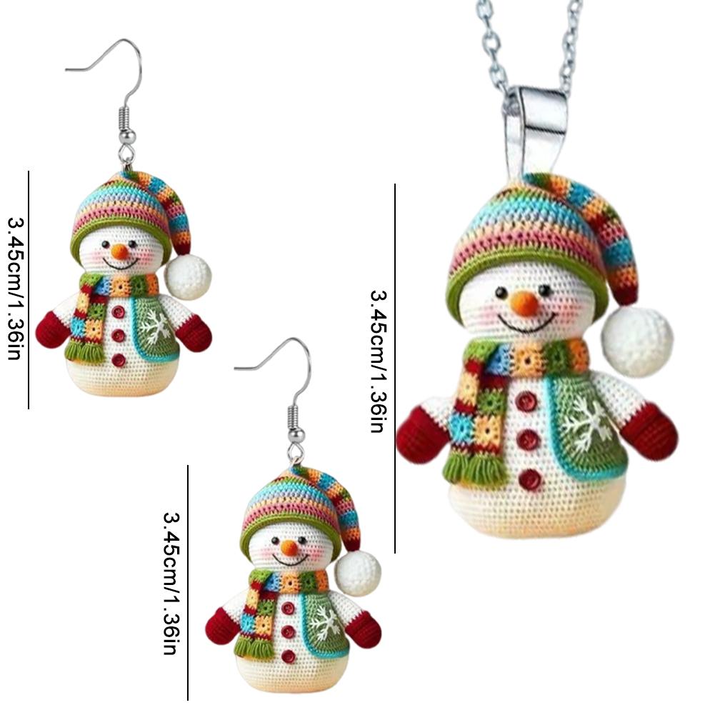 Snowman Earrings Necklace Cute Christmas Earrings Acrylic Dangle Drop Earrings for Women Frosty Dangle Charms