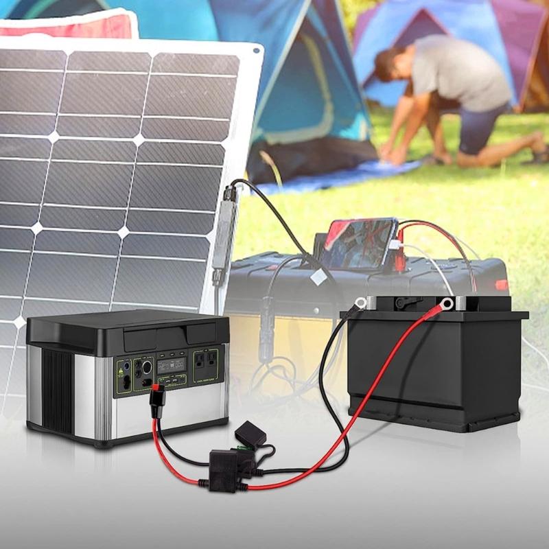 Suport pentru siguranțe dublu pozitiv/negativ stil ATC 10AWG fir cu terminale inelare și conectori 45A pentru vehicule 2ft/60cm