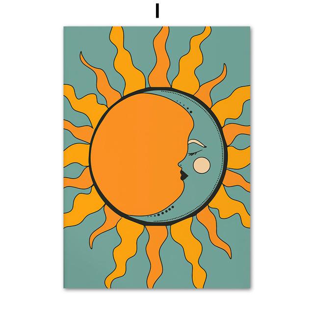 Boho Retro Happy Quote Butterfly Sun Faces Wall Art Canvas Painting Nordic Posters And Print Wall Pictures For Living Room Decor No Frame