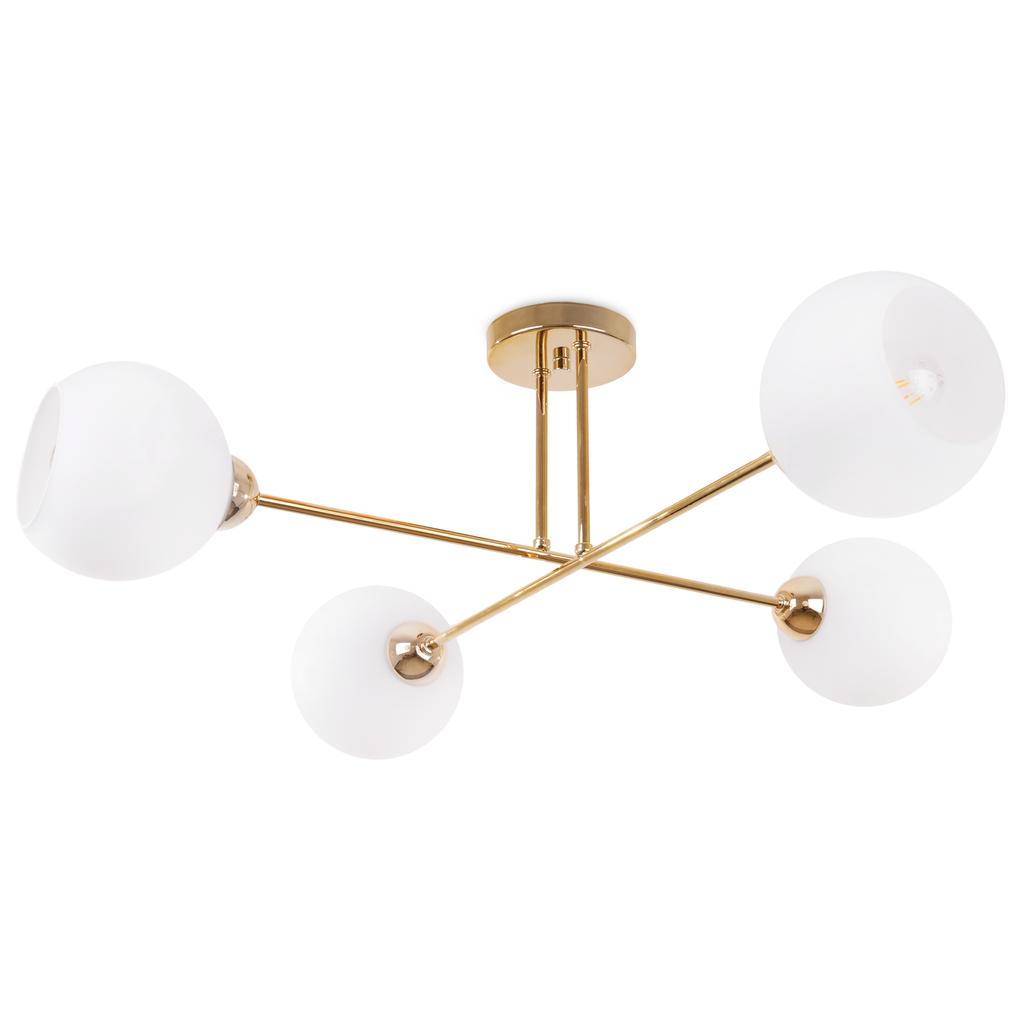 Asturia Gold Ceiling Lamp 4-Flat White Lampshade E27