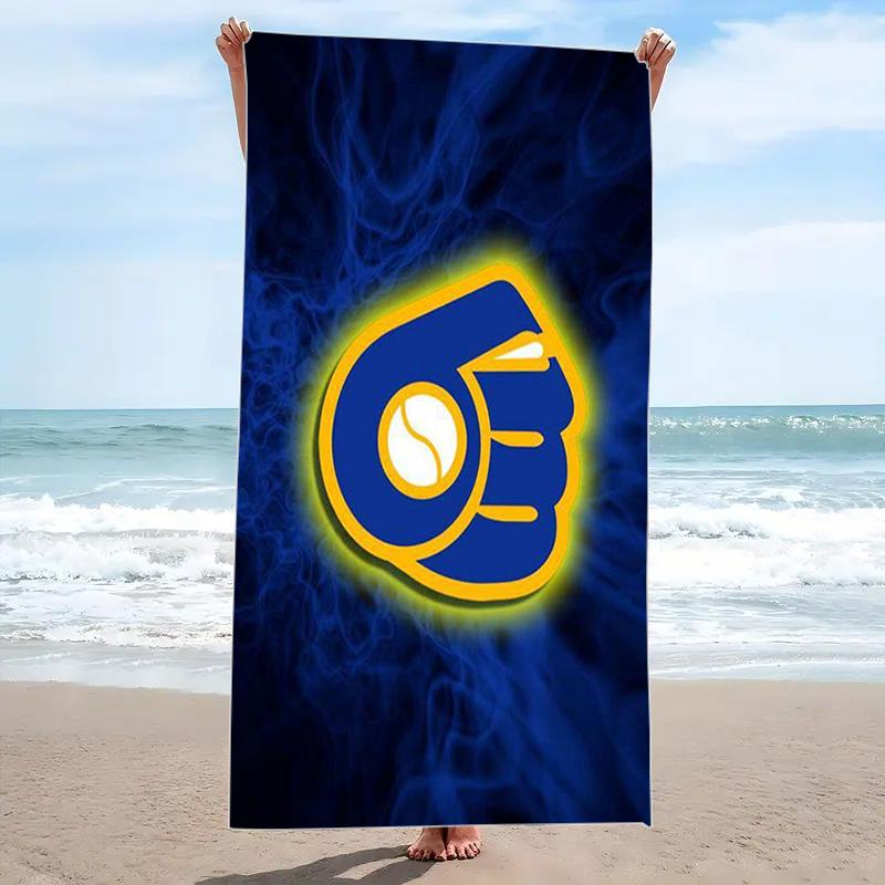 Milwaukee Brewers Logo Print Beach Towel, Large Soft Quick Dry Towel for Beach Camping Swimming