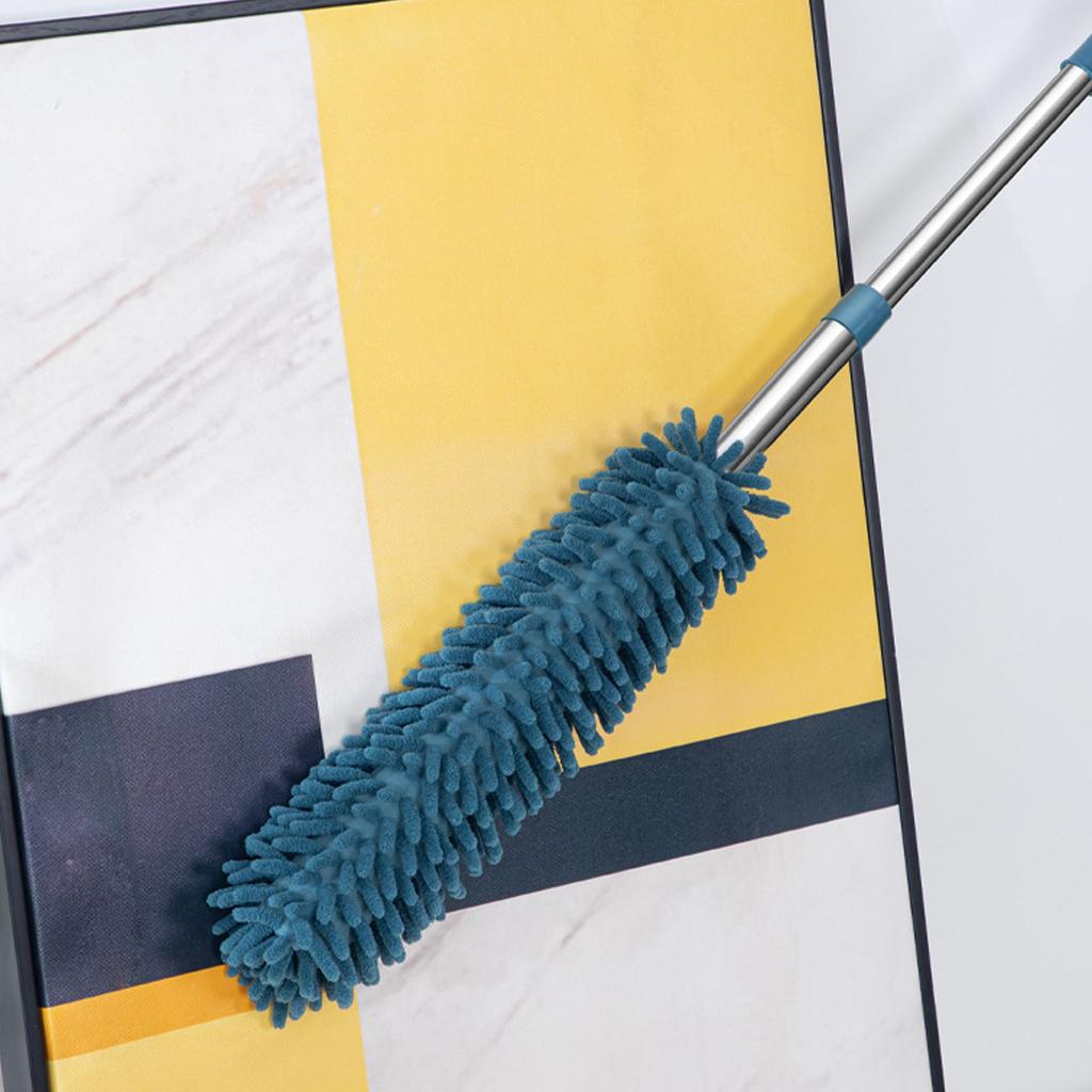 Retractable Duster Washable Reusable Multifunctional Portable Dust Brush for Bed Desktop Home Dark Blue