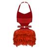 Womens Sparkle Rhinestone Dance Bodysuit Faux Feather Accents Halter Backless Sleeveless Leotard Latin Costume