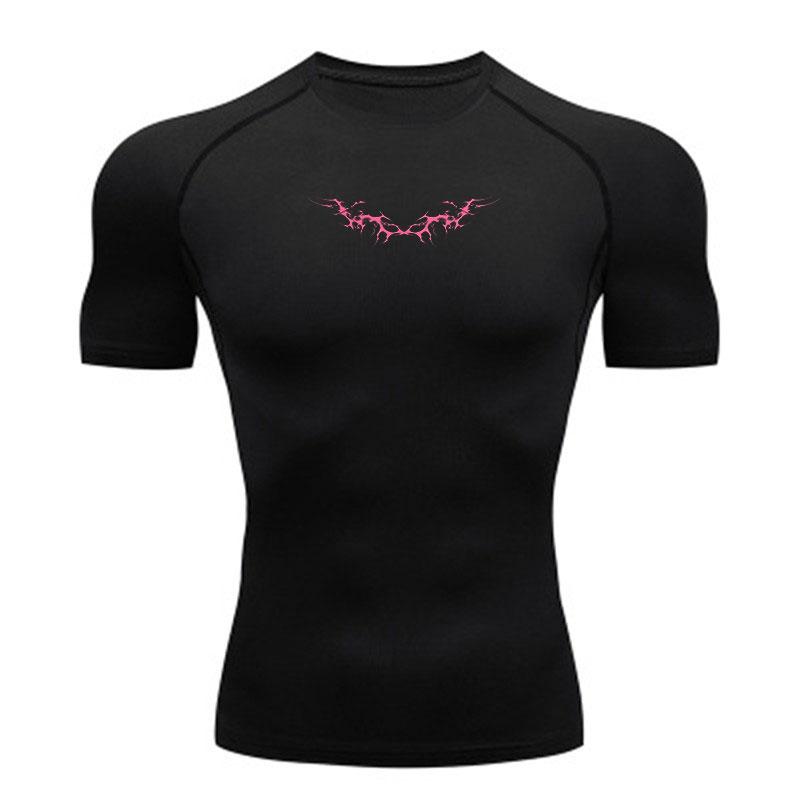 Herren Quick Dry Kompressions Sport-T-Shirt, Dehnbar Atmungs S schwarz