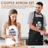 2 st Köksshorts Polyester Kung och Drottning Matlagningsförkläde Set med Justerbar Snörning och Framficka Matchande Parförkläden