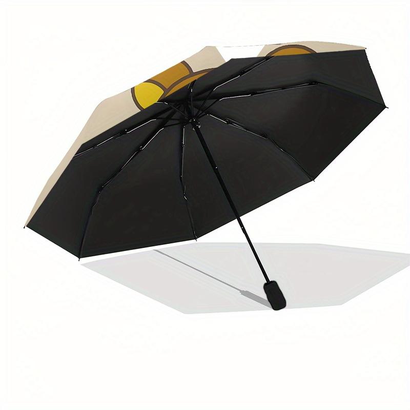 Rilakkuma, Friends Automatic Open/Close Umbrella-Cute Umbrella with Cute Design, Portable 3-Fold Compact Umbrella for Men & Women, Halloween