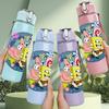 1PC Round Sticker Kids Character 750ml Color Plastic Sports Water Bottle Leakproof Flip Straw Lid Suitable for Sports Office Home Use