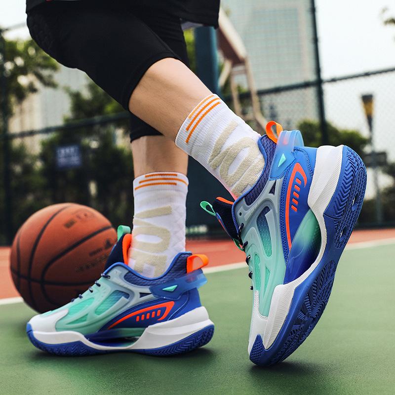 Luminous Basketball Shoes Sports Shoes for Men New Style Breathable Youth Students Shock Absorption Practical Low Top Casual Shoes for Men