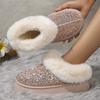 Women's Plus Size New Autumn Winter Chunky Sole Thickened Furry Snow Boots Sequin Upper