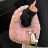 Korean Ins Trendy Fashion Plush Dumpling Bag 2025 Autumn New Foreign Style Plush Bag Large Capacity Shoulder Bag
