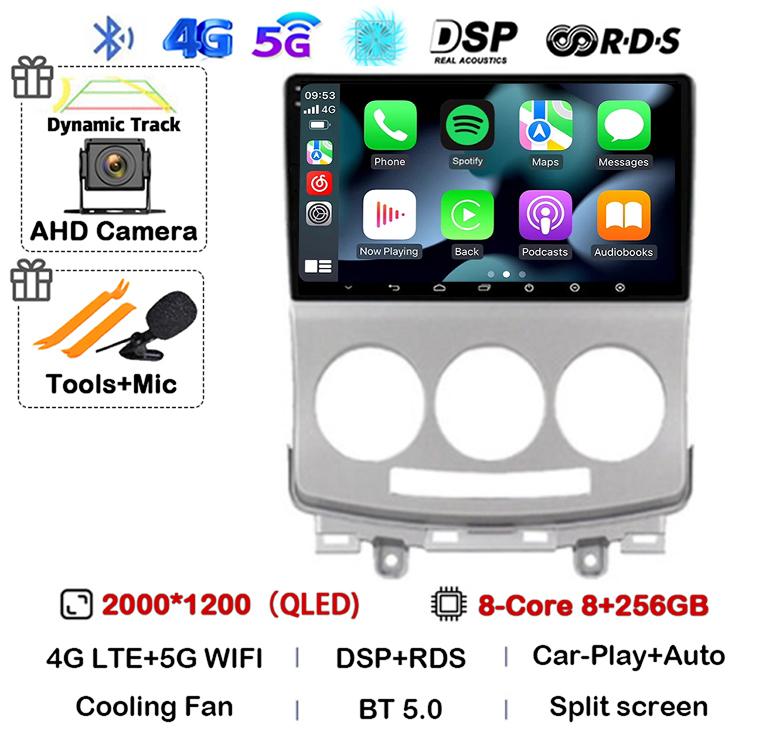 Android 14 Carplay Auto Car Radio For Mazda 5 2005 2006 2007 2008 2009 2010 GPS Multimedia Player Stereo Head Unit Audio WIFI+4G