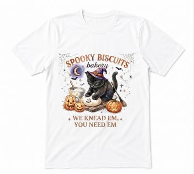 Biscuits Spooky Season Baking Pumpkin Cat Lover Fall White T-shirt