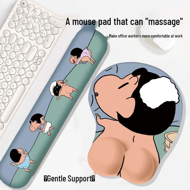 Adorable 3D Cartoon Mouse Pad with Wrist Rest – Soft, Creative Keyboard and Desk Mat