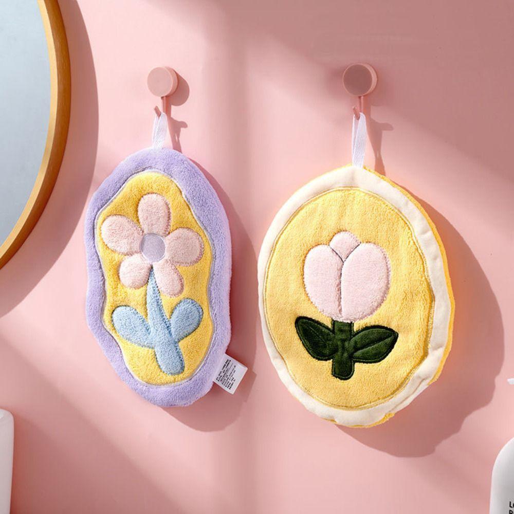 

Tulip Printed Hand Towel Quick Drying Dishcloths Rag Cleaning Towel Kitchen