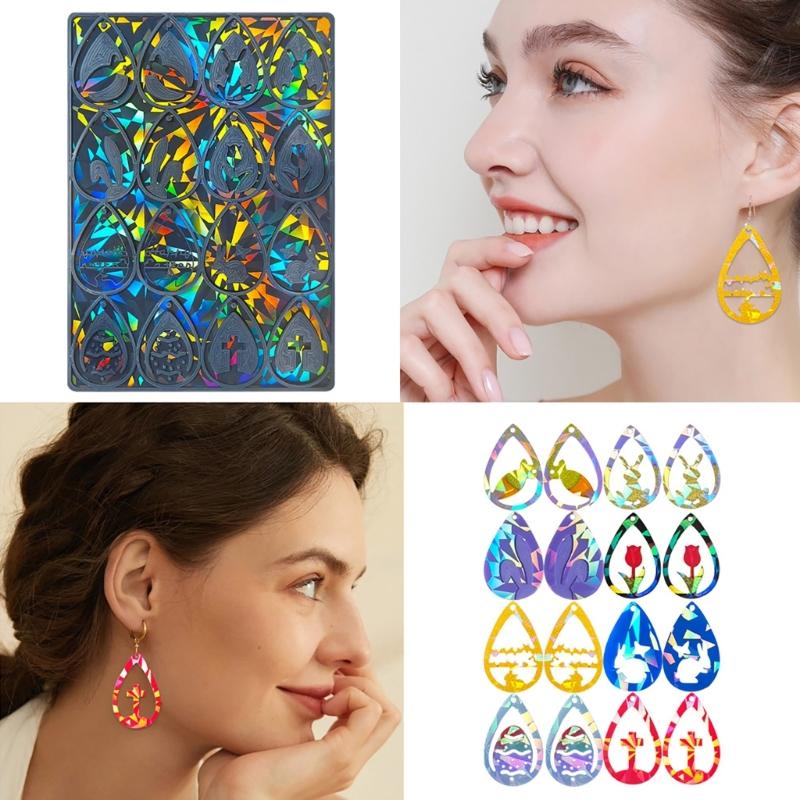 Earring Pendant Epoxy Mould Holographical Lasers Silicone Mold Water Drop Shaped Earrings Mould for Jewelry Enthusiasts