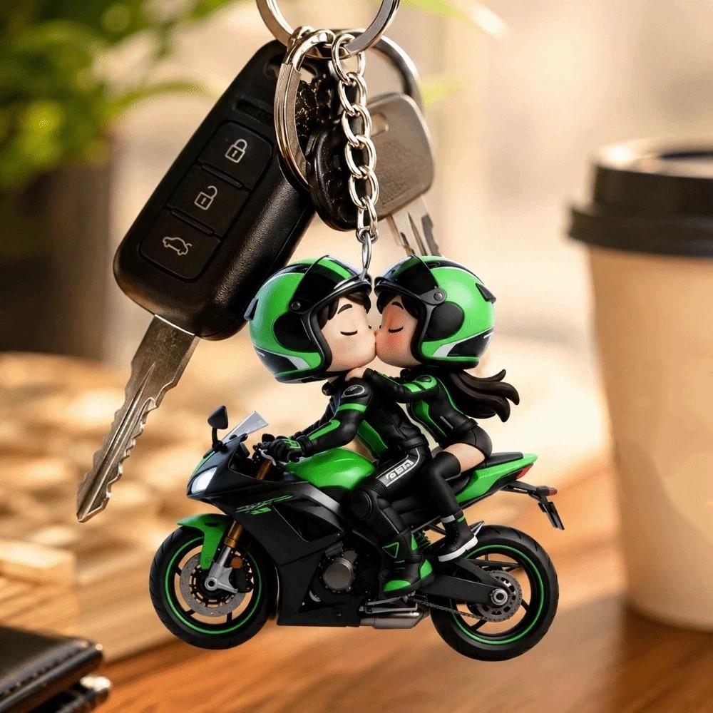 Mini Design Motorfiets Sleutelhanger 2D Plat Locomotief Mannen Hanger Tas Hangende Bedel Sleutel Decoratie