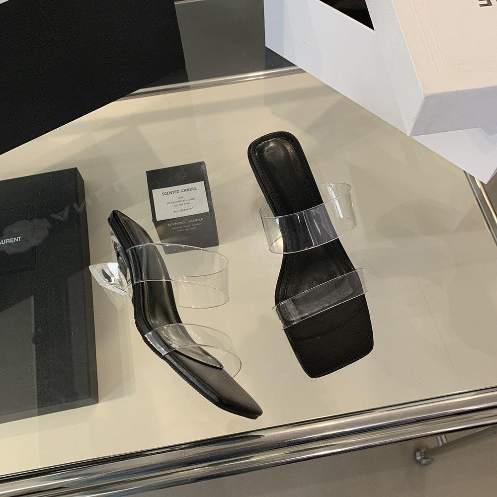 

Transparent thick heel high heel sandals women s model 2025 new summer wear with skirt Roman French cool slippers tide 40