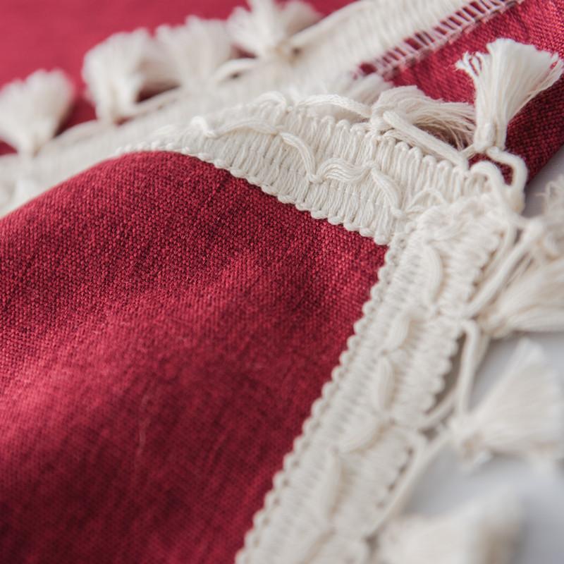 Tablecloth Solid Color Polyester Large Fringed Lace Geometric Rectangular Dining Table Coffee Table Tablecloth