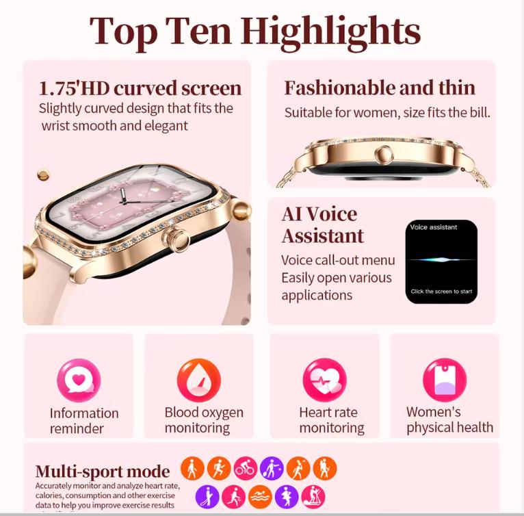 Xiaomi New For HUAWEI FIT3 Smart Watch Women 1.75" HD Display Heart Rate Sport Fitness IP68 Waterproof BT Call Smartwatch For Lady Gift