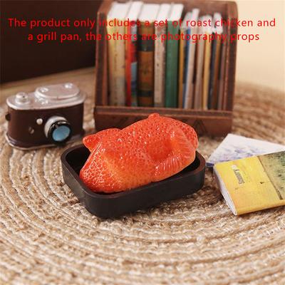 1Set 1:12 Dollhouse Miniature Roast Chicken w/Tray Food Model Kitchen Decor Toy