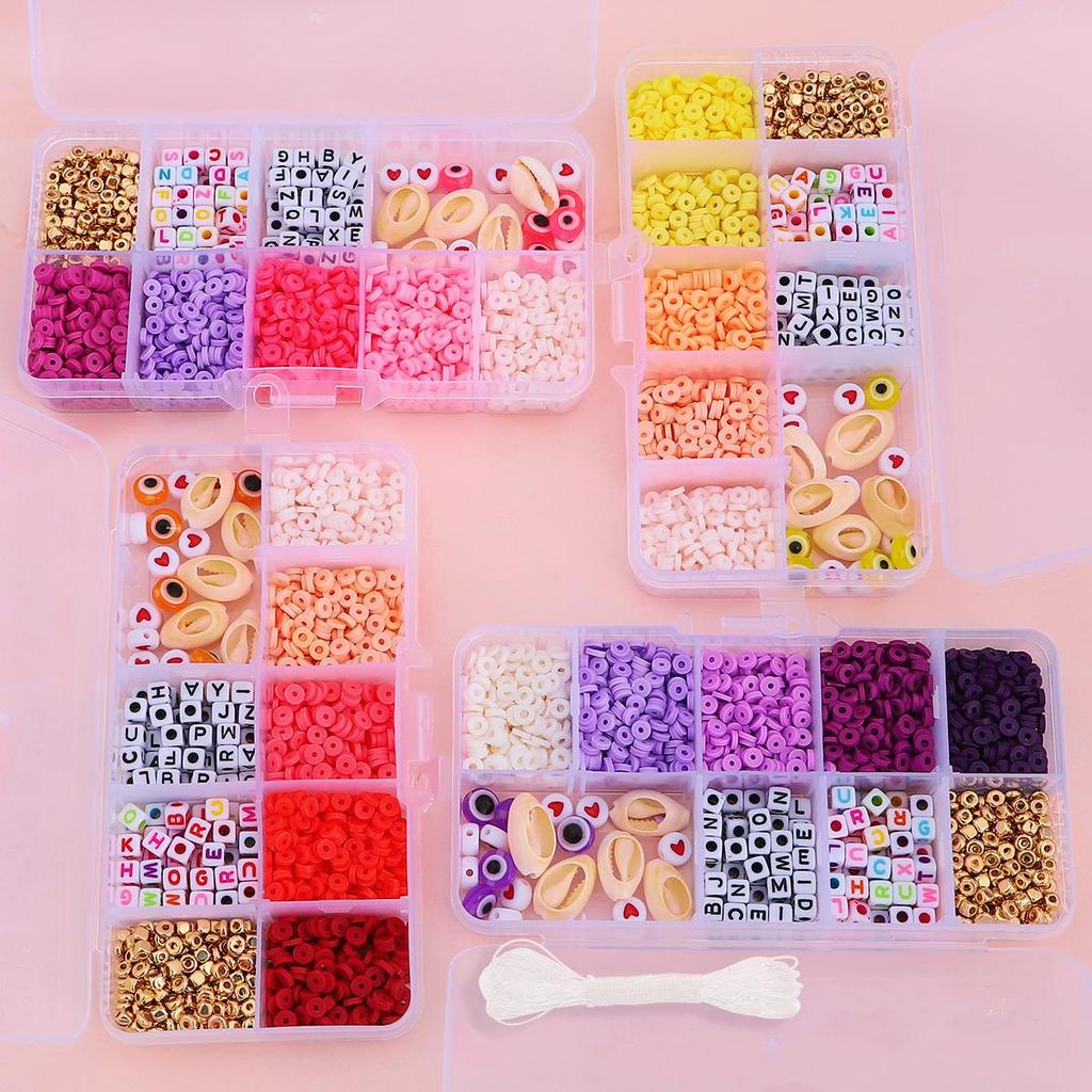 Perlen-Set, 1350 Stück/Box, weiche Keramik/Buchstabenperlen, Mix für die Herstellung von DIY-Halsketten und Armbändern