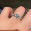 High Carbon Diamond Heart Shaped Aquamarine Ring Elegant Ice Cut Design for Women