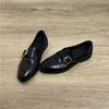 New British style handmade soft leather retro square buckle one-pedal versatile loafers