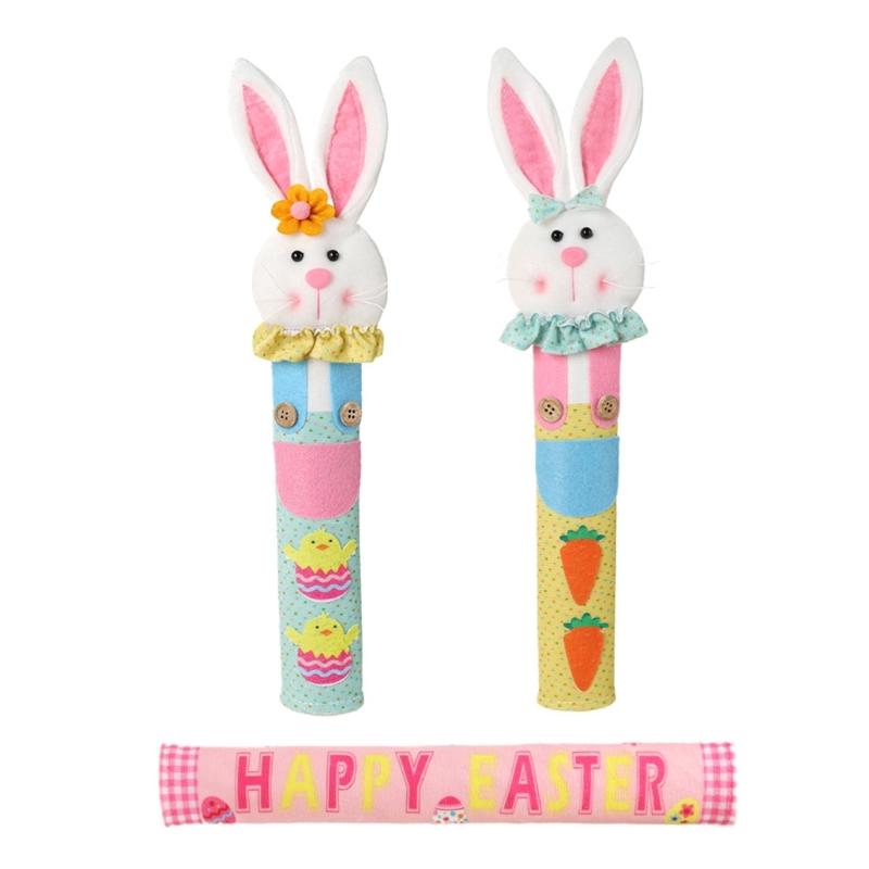 

Cute Easter Rabbit Refrigerator Handle Cover Decorative Home Accessory Soft Polyester Easy Installation for Kitchen Fun 1