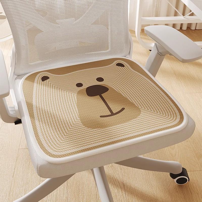 Cartoon Ice Silk Seat Cushion Breathable Summer Chair Pad | Non-Slip Cool Mat for Long Sitting | Office Home Use (Cute Design)