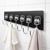 Six-Row Heavy-Duty Adhesive Wall-Mount Hook - No Nails Needed for Kitchen, Dorm, or Closet.