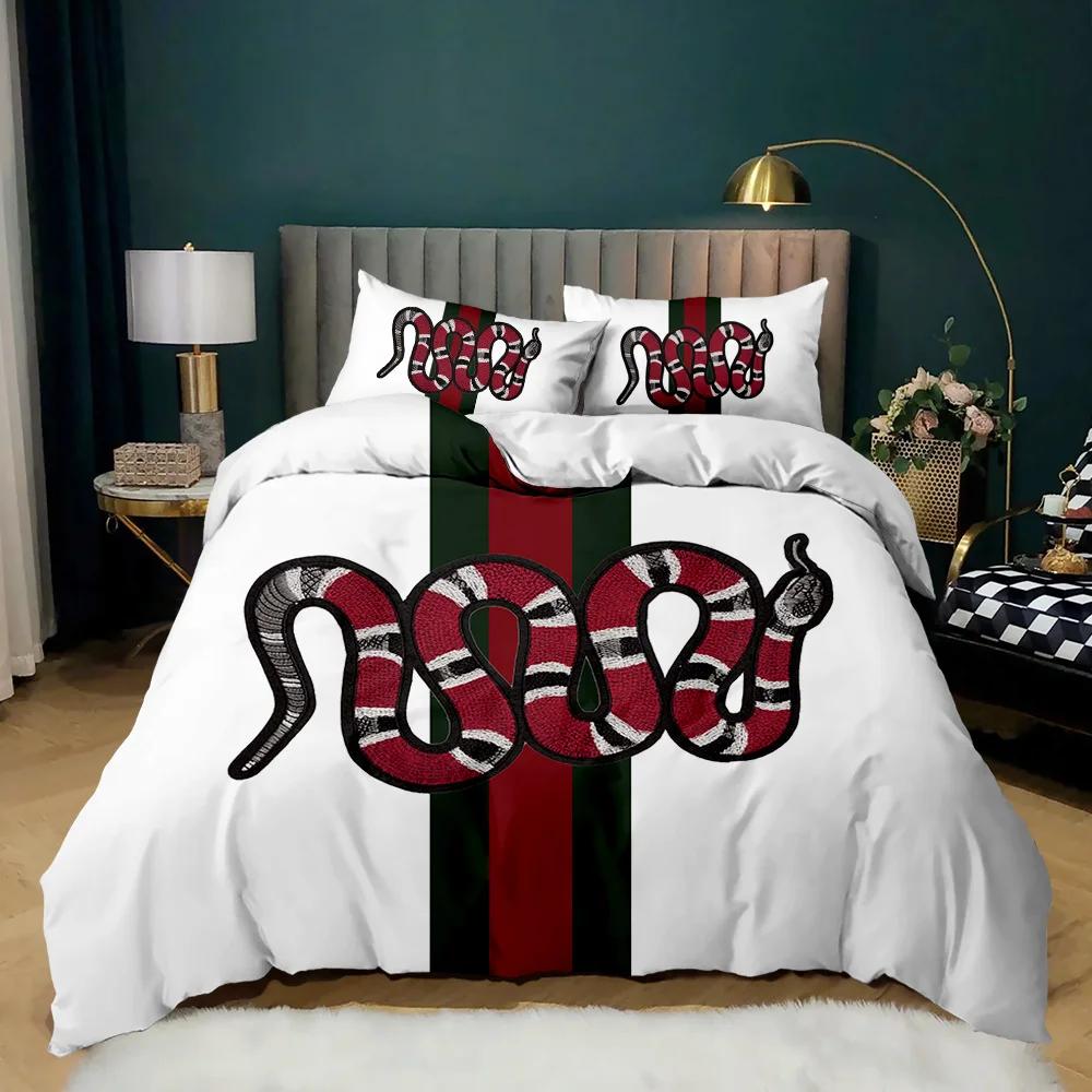 Schlangen Bettbezug Wildtier Bettdeckenbezug Exotische Feenrose Einzelbettwäsche-Set Afrikanischer Wildtierstil Polyester Steppdeckenbezug